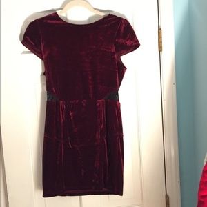 Lucca Couture Red Velvet Lace Cutout Mini Dress